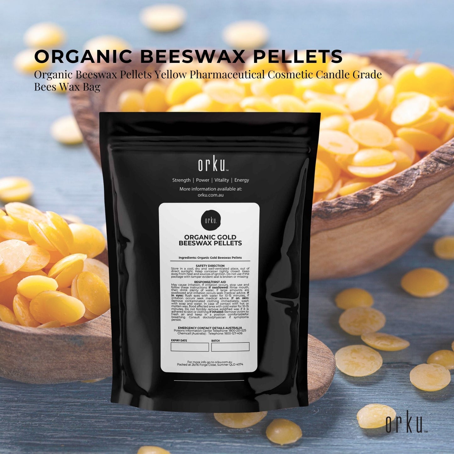 100g Orku Organic Beeswax Pellets Yellow - Cosmetic Grade Quality Pure Bees Wax-4